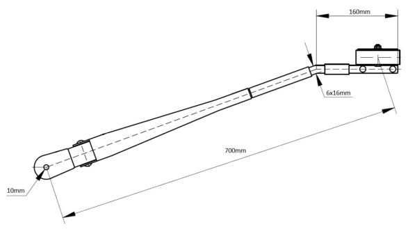 Wiper Arm M10 x 16mm DIN 700mm RH - Image 2