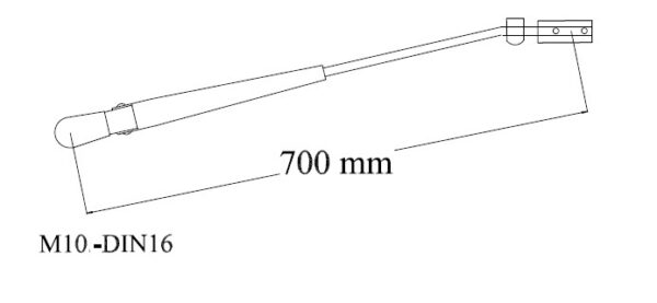 Wiper Arm M10 x 16mm DIN 700mm RHS - Image 2